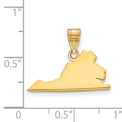 14k gold or sterling silver virginia va state map pendant charm personalized monogram