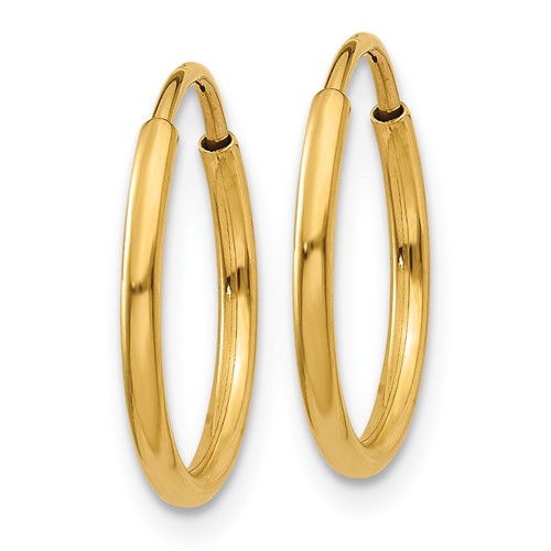 14k yellow gold round endless hoop earrings 12mm x 1.25mm
