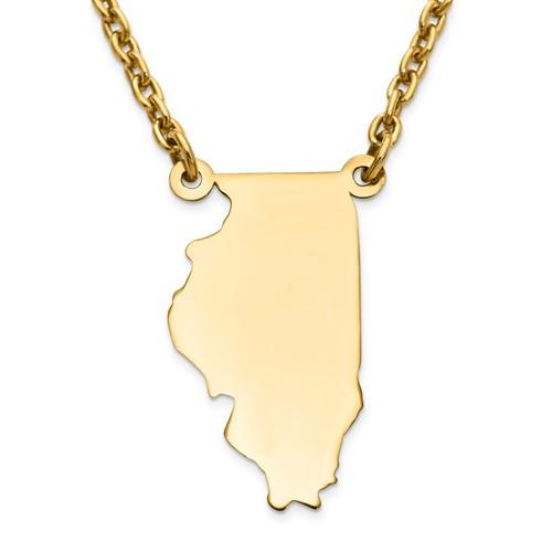 14k gold or sterling silver illinois il state name necklace personalized monogram
