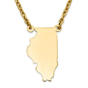 14k gold or sterling silver illinois il state name necklace personalized monogram