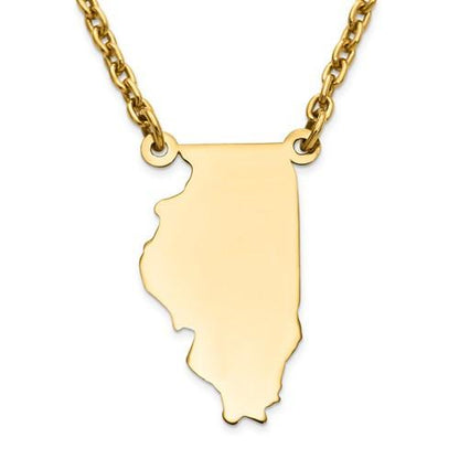 14k gold or sterling silver illinois il state name necklace personalized monogram