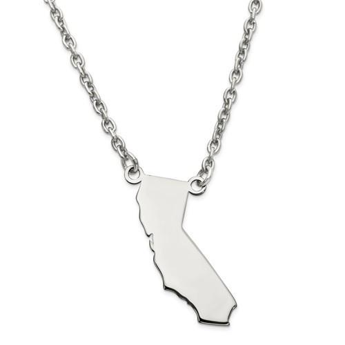 14k gold or sterling silver california ca state necklace personalized monogram