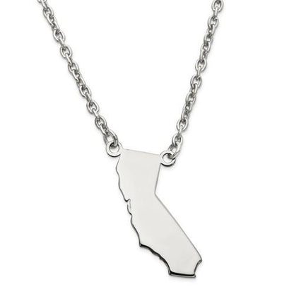 14k gold or sterling silver california ca state necklace personalized monogram