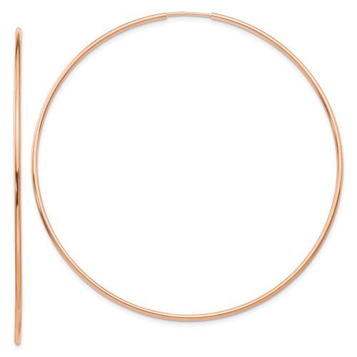 14k rose gold classic endless round hoop earrings 60mm x 1.25mm