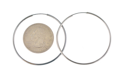 14k white gold classic endless round hoop earrings 40mm x 1.5mm