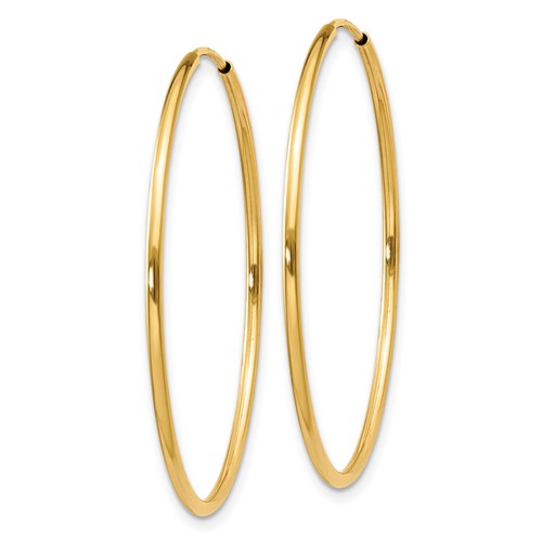 14k Yellow Gold Round Endless Hoop Earrings 30mm x 1.25mm