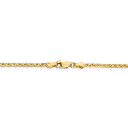 14k yellow gold 2.25mm parisian wheat bracelet anklet choker necklace pendant chain