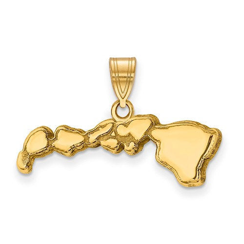 14K Gold or Sterling Silver Hawaii HI State Map Pendant Charm Personalized Monogram