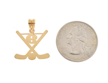 14k gold or sterling silver ice hockey personalized engraved pendant