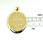 Lataa kuva Galleria-katseluun, 14K Yellow Gold 30mm x 38mm Extra Large Oval Locket Pendant Charm Engraved Personalized Monogram
