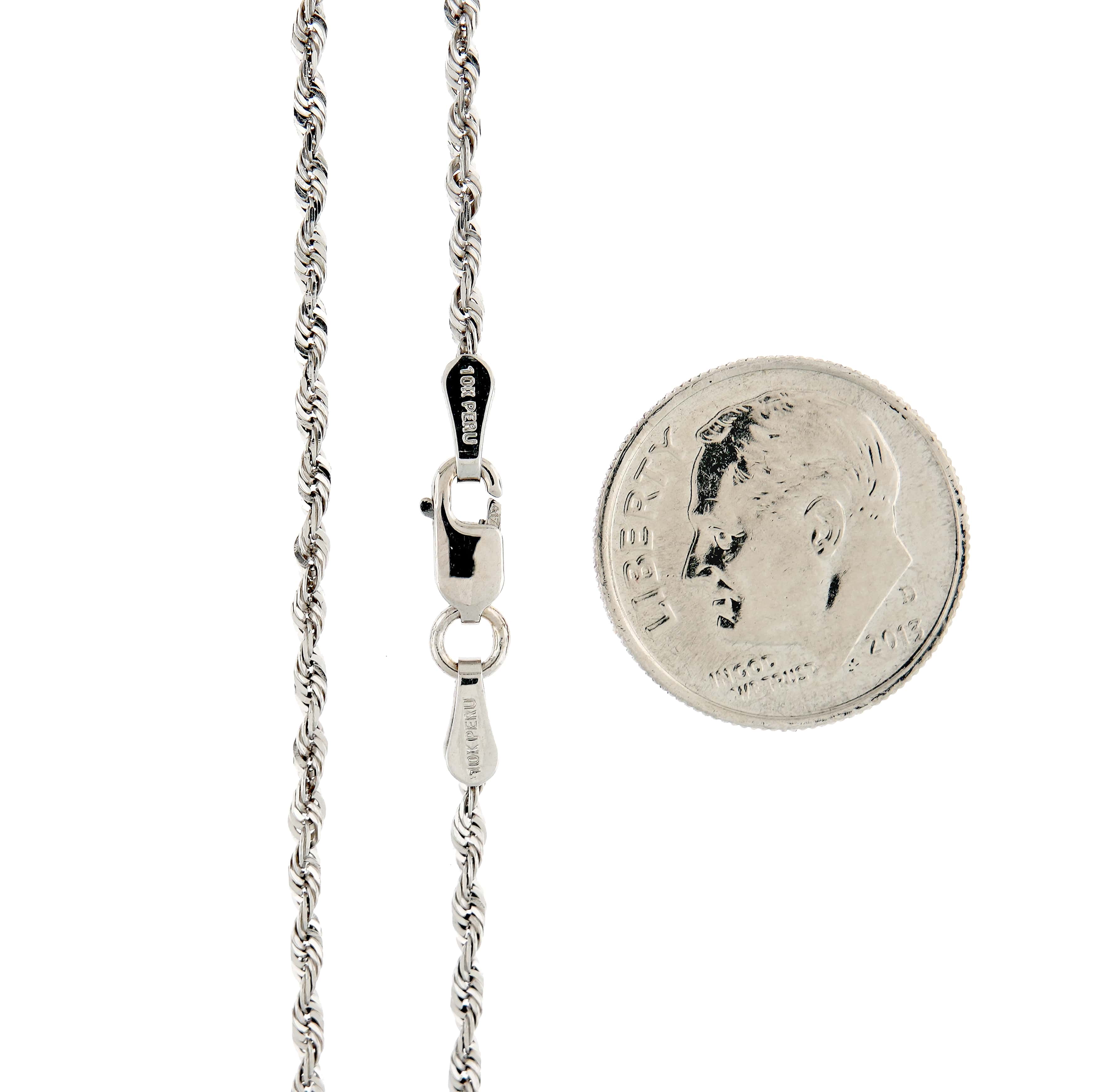 10k White Gold 1.85mm Diamond Cut Quadruple Rope Bracelet Anklet Choker Necklace Pendant Chain