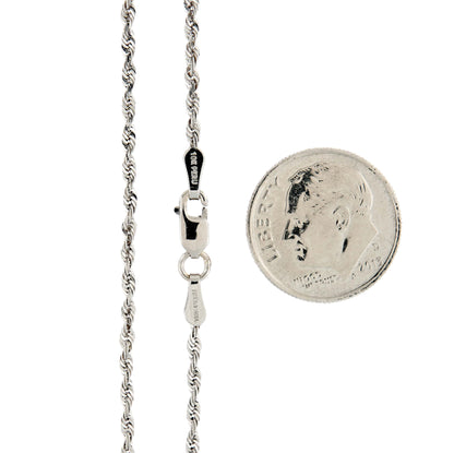 10k white gold 1.85mm diamond cut quadruple rope bracelet anklet choker necklace pendant chain