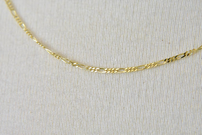 14k yellow gold 1.25mm flat figaro bracelet anklet choker necklace pendant chain
