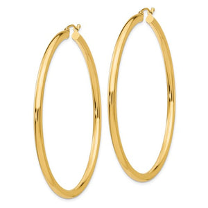 14k Yellow Gold Classic Round Large Hoop Earrings 58mm x 3mm