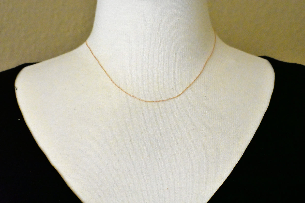 14k rose gold 0.5mm cable rope thin dainty choker necklace pendant chain