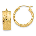 Lataa kuva Galleria-katseluun, 14K Yellow Gold Diamond Cut Modern Contemporary Round Hoop Earrings
