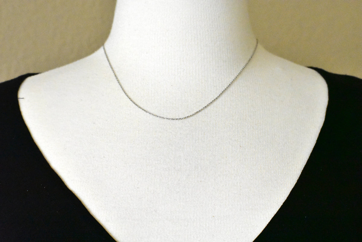 14k white  gold 0.95mm diamond cut cable bracelet anklet choker necklace pendant chain