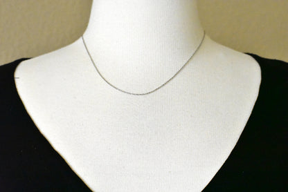 14k white  gold 0.95mm diamond cut cable bracelet anklet choker necklace pendant chain