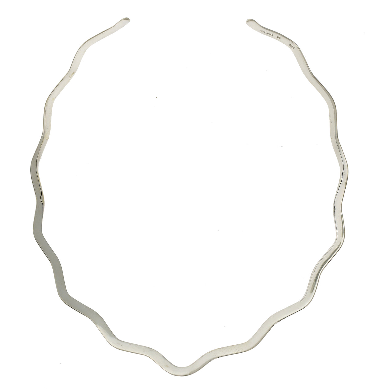 sterling silver 3mm wavy v shaped flexible neck collar necklace slip on