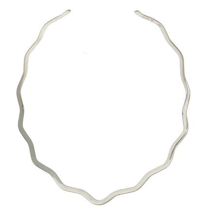 sterling silver 3mm wavy v shaped flexible neck collar necklace slip on