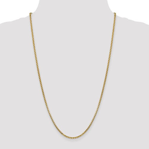 14k yellow gold 2.45mm round box bracelet anklet choker necklace pendant chain lobster clasp