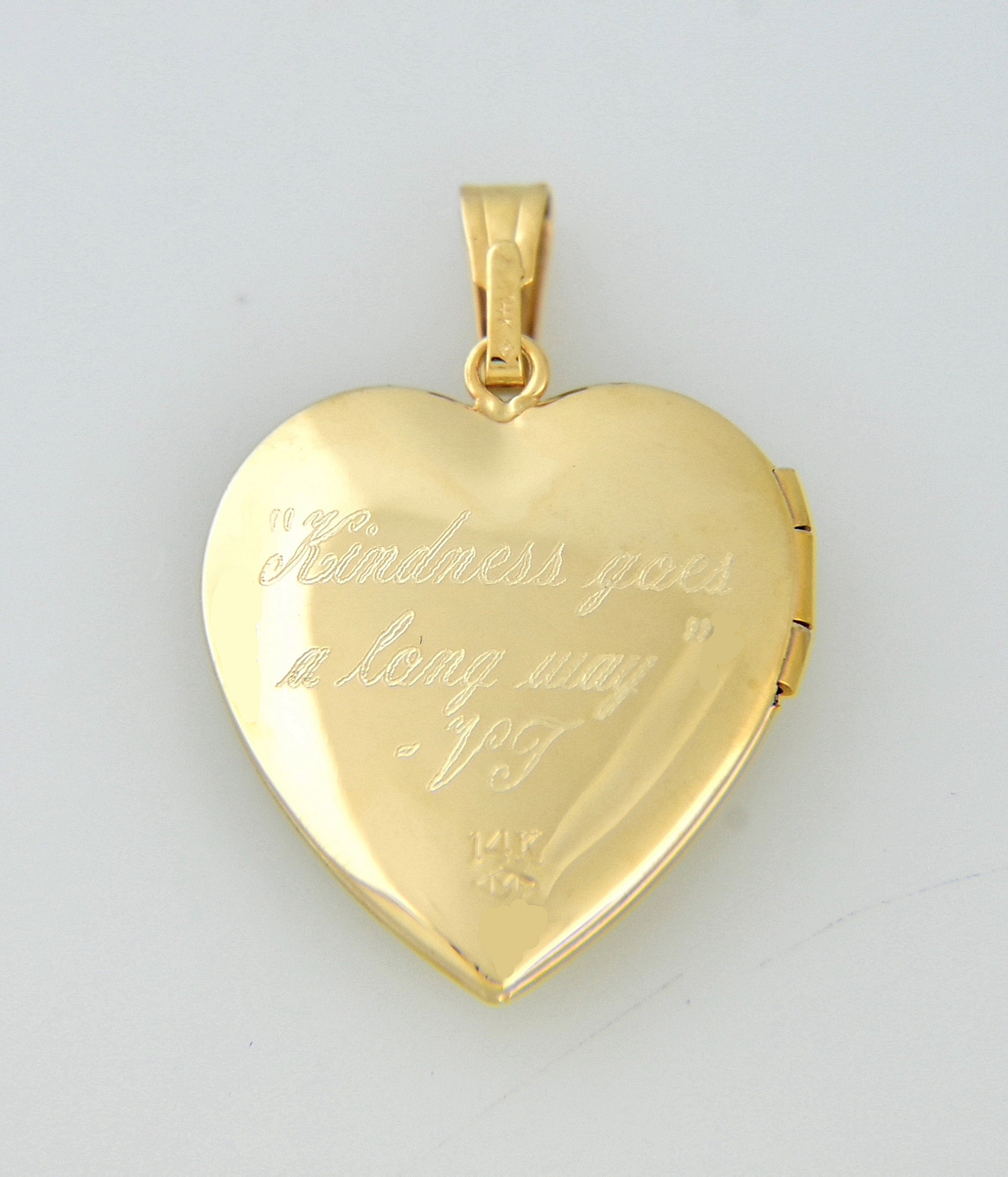 14K Yellow Gold Cross Mother of Pearl 19mm Heart Locket Pendant Charm