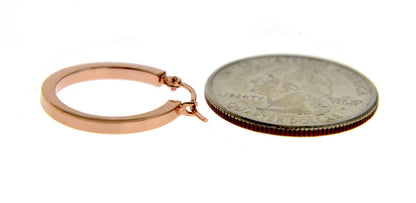 14k rose gold classic square tube round hoop earrings 20mm x 2mm