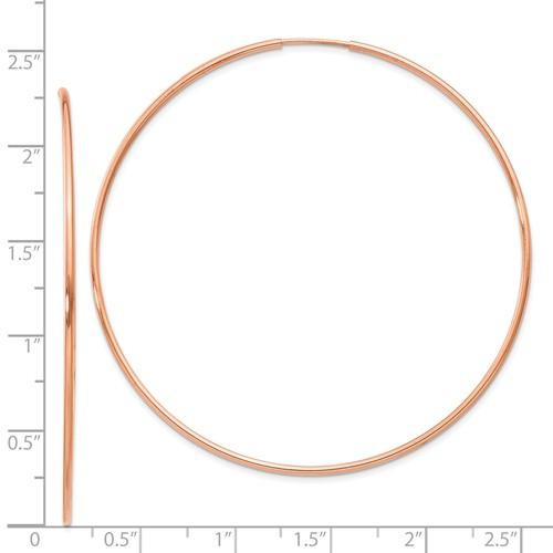 14k rose gold classic endless round hoop earrings 56mm x 1.25mm
