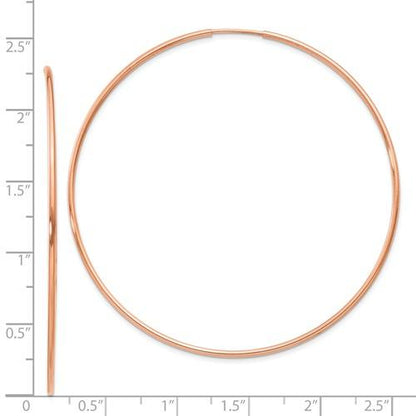 14k rose gold classic endless round hoop earrings 56mm x 1.25mm