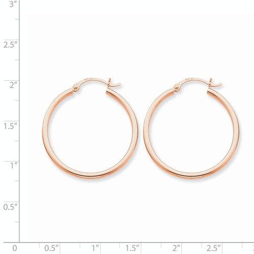 14k rose gold classic round hoop earrings 30mm x 2mm