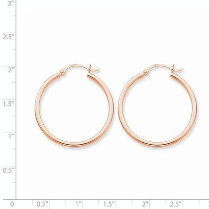 14k rose gold classic round hoop earrings 30mm x 2mm