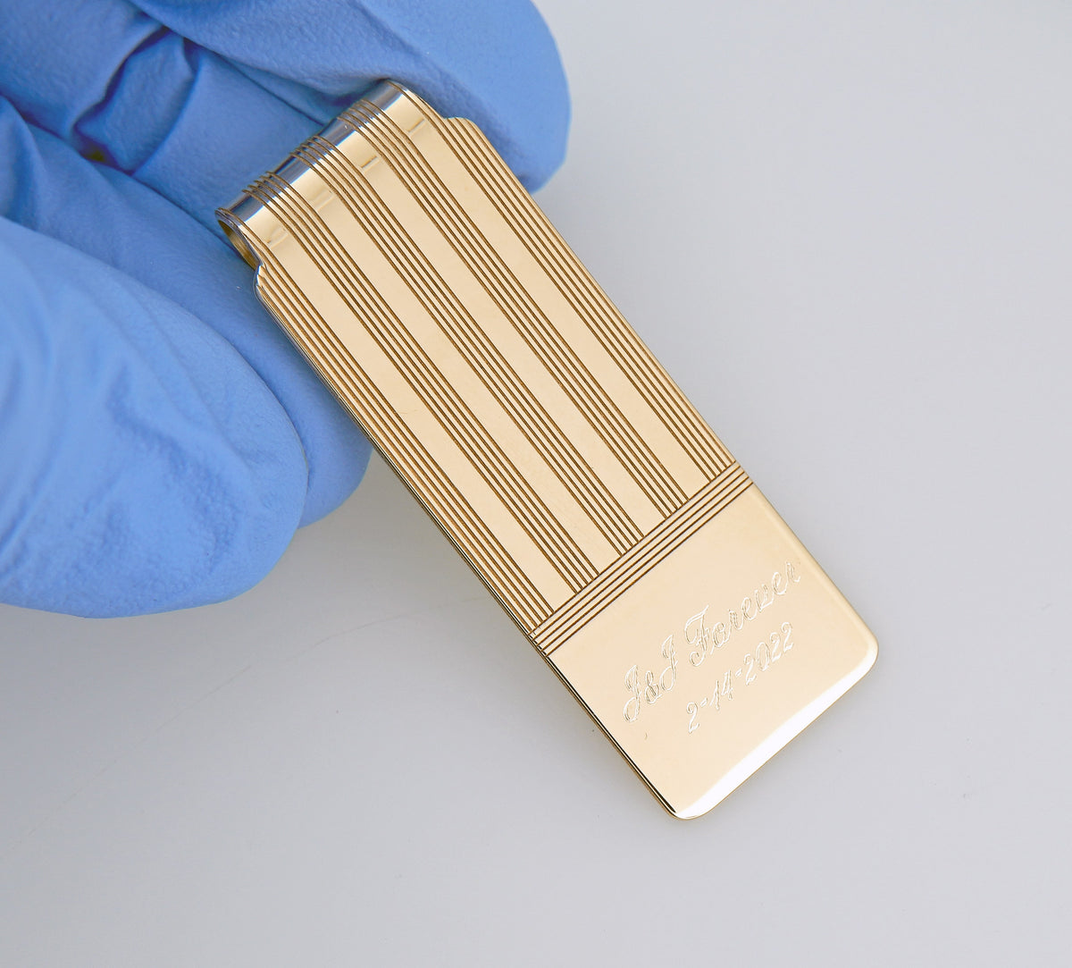 14k solid yellow gold money clip personalized engraved monogram