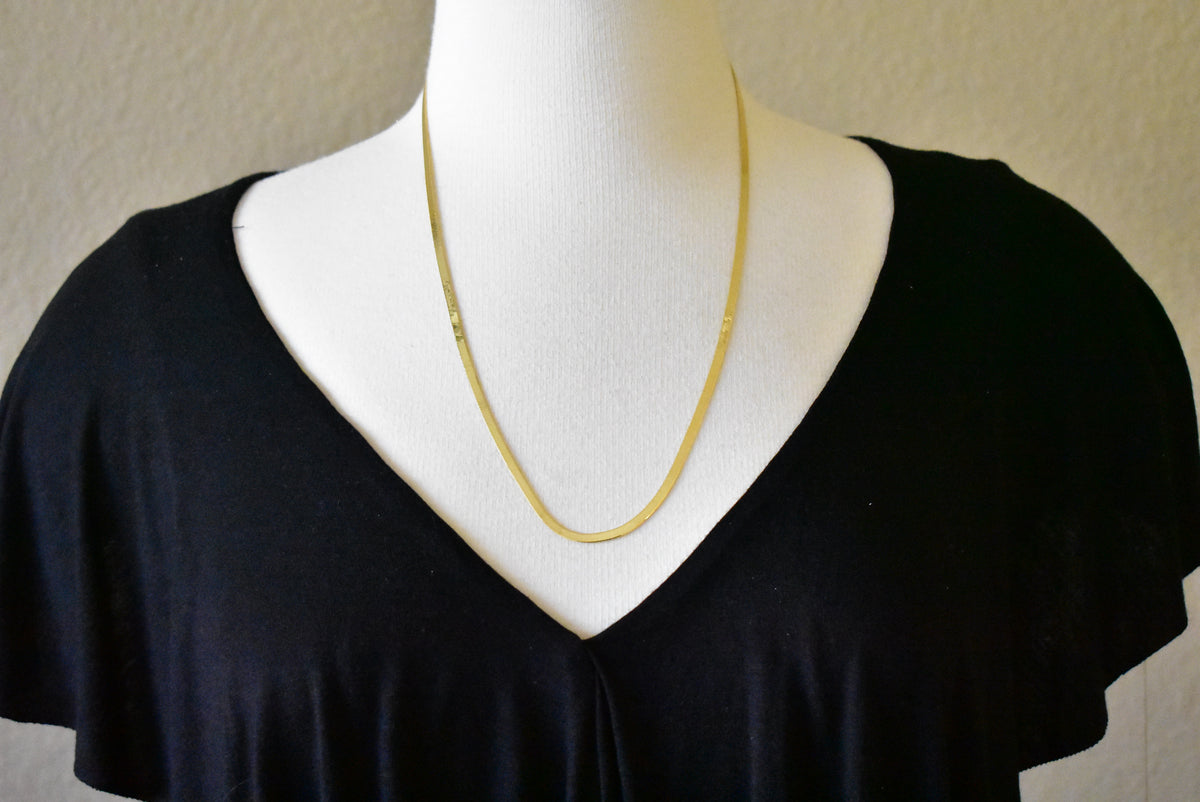 14k yellow gold 3mm silky herringbone bracelet anklet choker necklace pendant chain