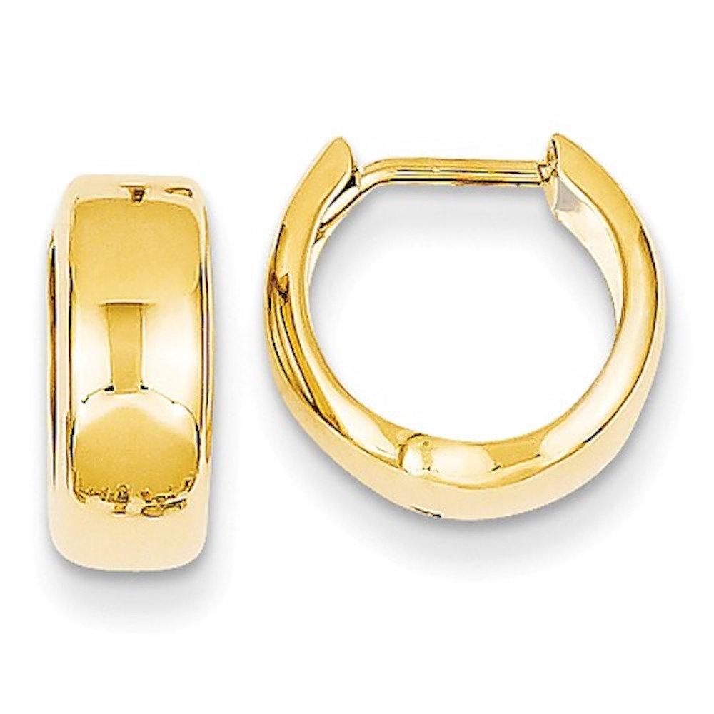 14K yellow gold huggie hinged hoop earrings, 12 mm