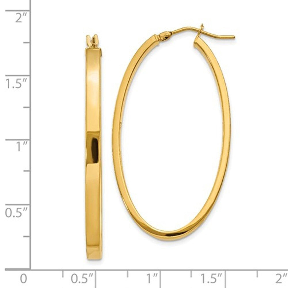 14k yellow gold classic large oval hoop earrings 40mm x 23mm x 3mm