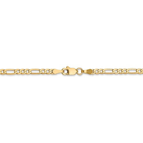 14k yellow gold 2.75mm flat figaro bracelet anklet choker necklace pendant chain