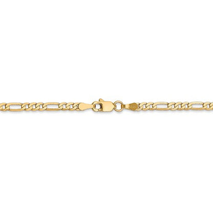 14k yellow gold 2.75mm flat figaro bracelet anklet choker necklace pendant chain