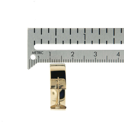14k yellow gold round square tube hoop earrings 18mm x 7mm