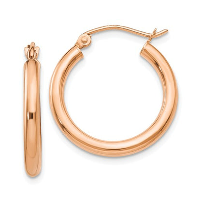 14k rose gold classic round hoop earrings 20mm x 2.5mm