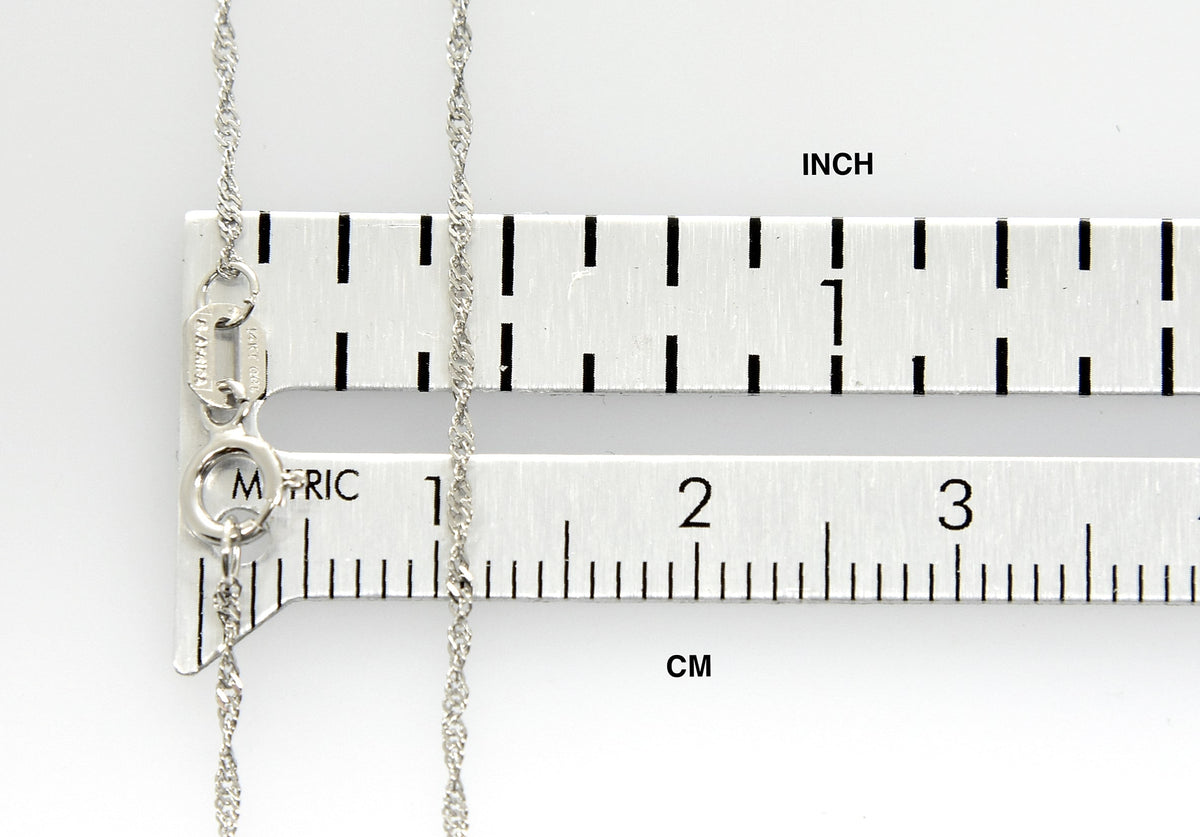 14k white gold 1mm singapore twisted bracelet anklet necklace choker pendant chain