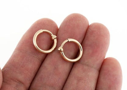 14k yellow gold 14mm x 2mm classic round endless hoop non pierced clip on earrings