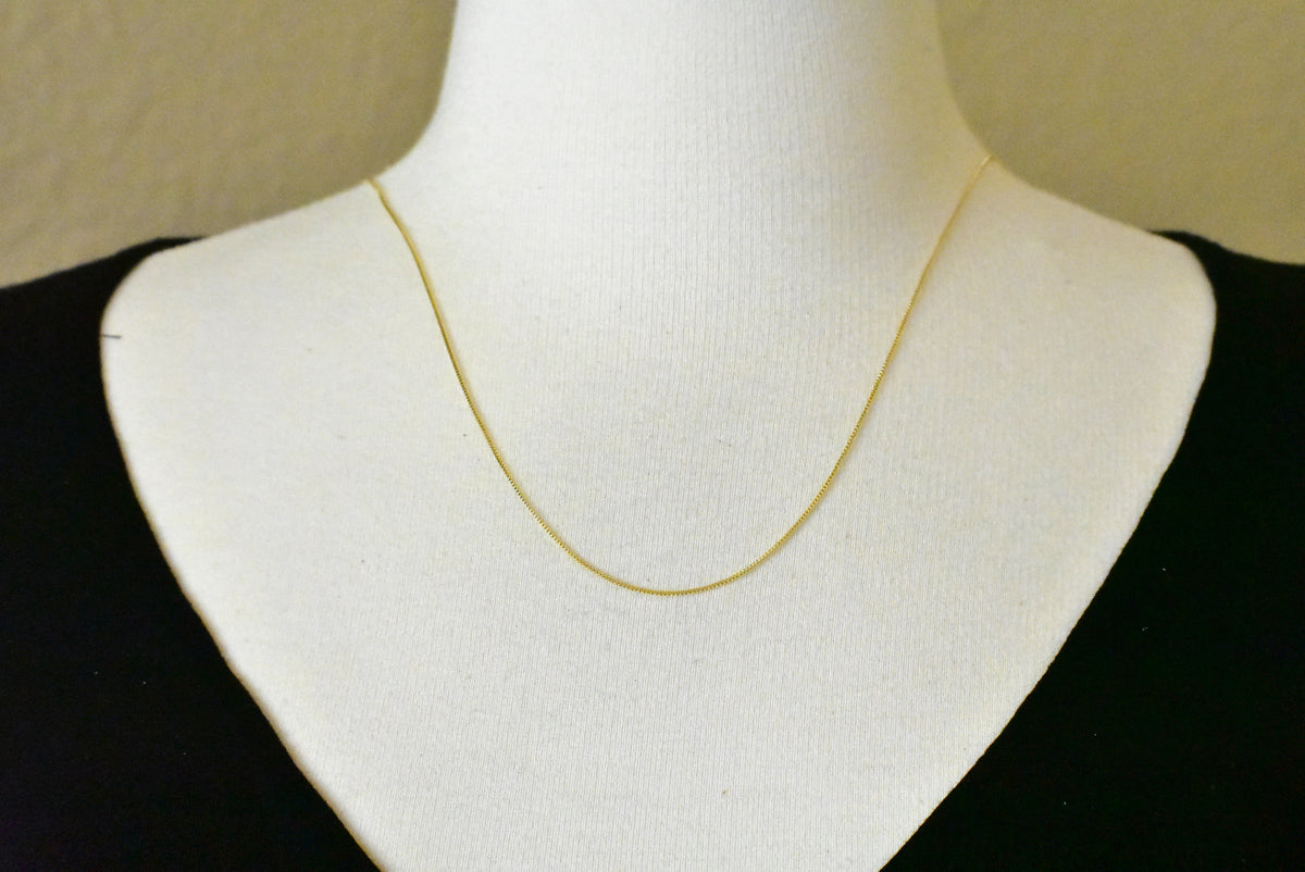 14k yellow gold 0.7mm box bracelet anklet choker necklace pendant chain