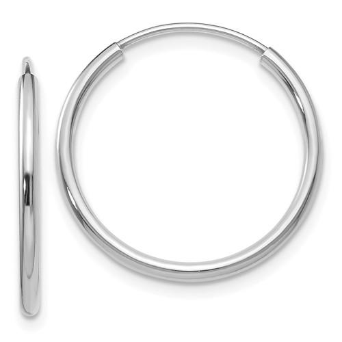 14k white gold classic endless round hoop earrings 19mm x 1.5mm
