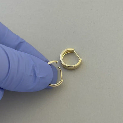 14k Yellow Gold Classic Huggie Hinged Hoop Earrings 12mm x 12mm x 5mm