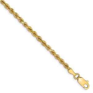 14K Solid Yellow Gold 2.75mm Diamond Cut Rope Bracelet Anklet Choker Necklace Pendant Chain