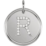 Load image into Gallery viewer, 14K Yellow Rose White Gold Genuine Diamond Uppercase Letter R Initial Alphabet Pendant Charm Custom Made To Order Personalized Engraved
