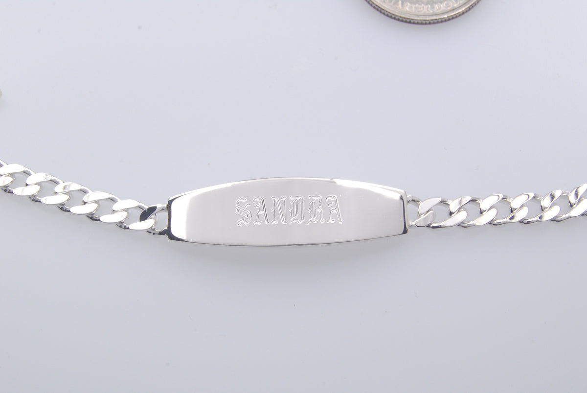 solid sterling silver engravable id nameplate bracelet engraved personalized monogram
