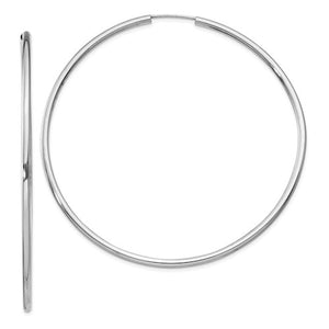 14k white gold round endless hoop earrings 64mm x 2mm
