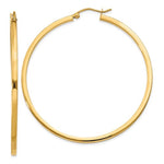 Lataa kuva Galleria-katseluun, 14k Yellow Gold Square Tube Round Hoop Earrings 50mm x 2mm
