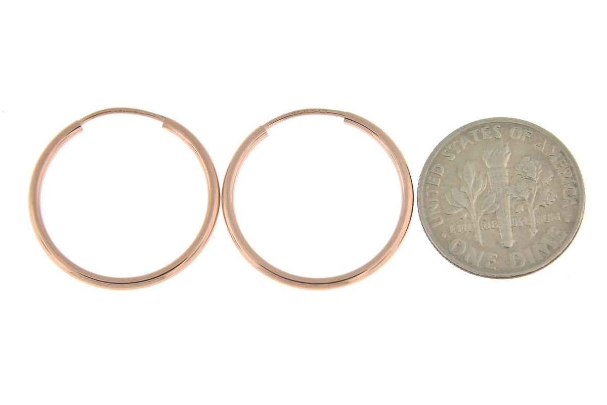 14k rose gold classic endless round hoop earrings 20mm x 1.5mm